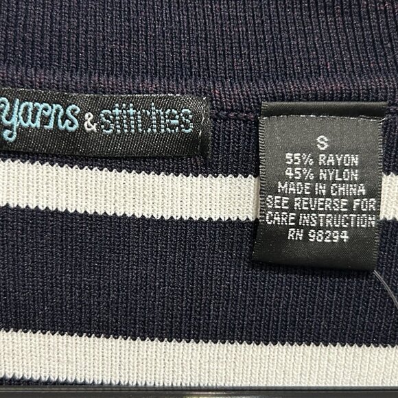 Yarns & Stitches Small Striped Red Trim Button Front Cardigan Nautical Preppy NW - Picture 5 of 11